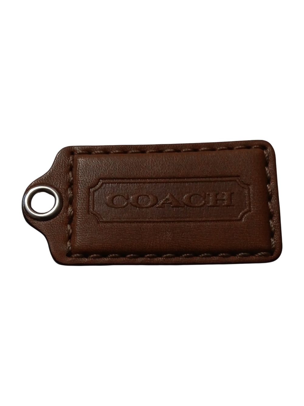 Coach Brown Leather Embossed Key & Card Holder Tag